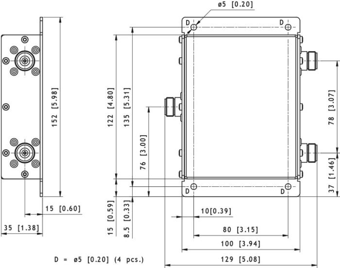 Делитель мощности Amphenol Procom PRO-PDI2-40-1G-3 dB-10W-N