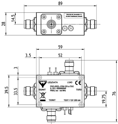 Переключатель Amphenol Procom PRO-2REL-1PM-12V-H-TNC