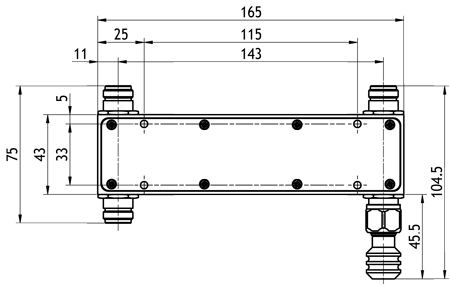 Направленный ответвитель Amphenol Procom PRO-DIR TETRA-20 dB