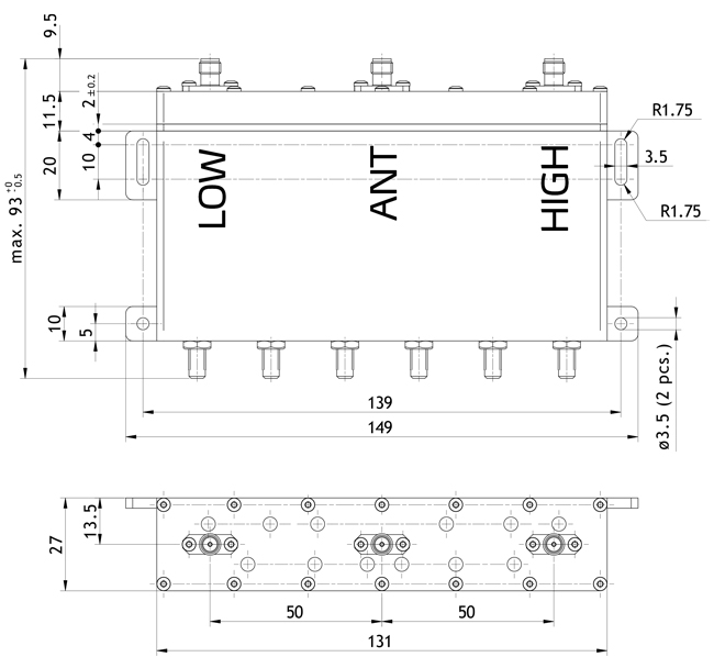 Диплексный фильтр Amphenol Procom MIX 150/6 SMA