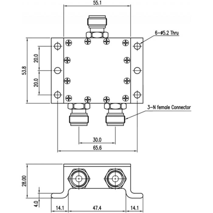 Делитель мощности Amphenol Procom PRO-PDI2-0.8-2.7G-20W-N