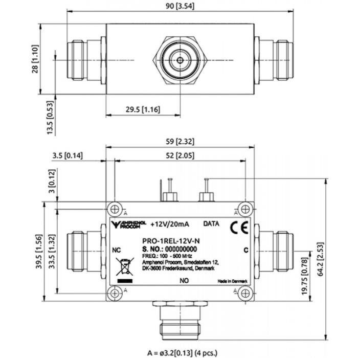Релейный модуль Amphenol Procom PRO-1REL-12V-TNC