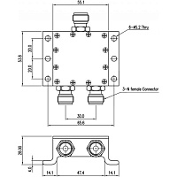 Делитель мощности Amphenol Procom PRO-PDI2-0.8-2.7G-20W-N