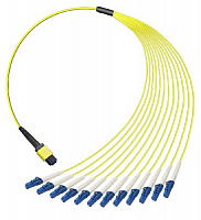 Кабельная сборка оптическая NKT PRO MPOLow/F/APC-12LC/SX/UPC-G657A1-12B-3.0/B2.0-10M/0.5M-LSZH-Yellow-A